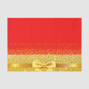 50 and fabulous red gold elegant tissue paper