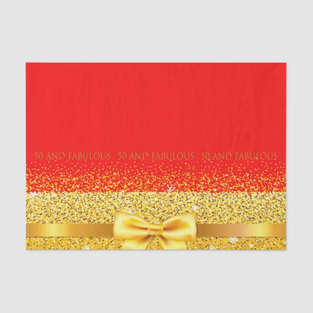 50 and fabulous red gold elegant tissue paper (Front)