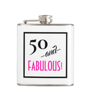 50 and FABULOUS! Retro 50th Birthday Travel Hip Flask
