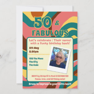 50 and Fabulous retro style birthday party Invitation