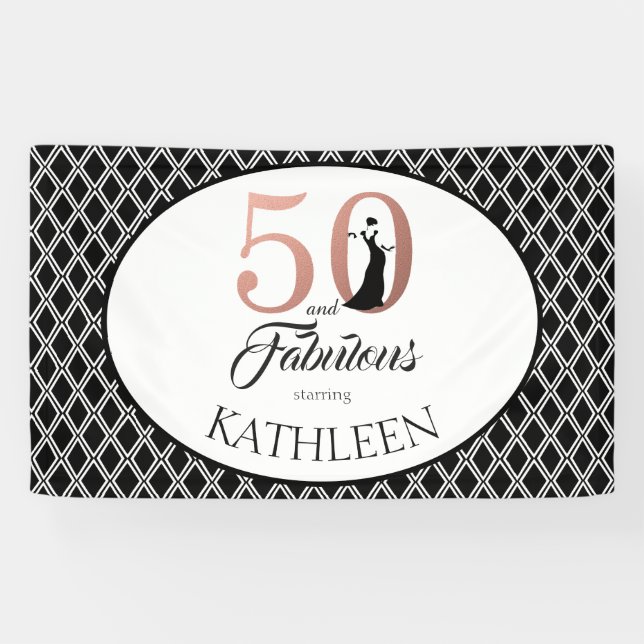 50 and Fabulous Rose Gold 50th Birthday Banner (Horizontal)