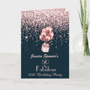 50 and Fabulous Rose Gold 50th Birthday Invitation