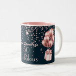 50 and Fabulous Rose Gold 50th Birthday Party Two-Tone Coffee Mug<br><div class="desc">Add some sparkle to 50 and Fabulous 50th Birthday feast with these stylish mugs.You can easily add your or your loved one's name by clicking on the “personalise this template” button. Use with the matching napkins and paper plates to create the perfect 50th Birthday table set-up. Perfect for 50th birthday...</div>