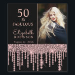 50 and Fabulous Rose Gold Drips Birthday Party Wine Label<br><div class="desc">Celebrate your 50th birthday in style with these elegant modern black and blush pink rose gold glitter dripping pearl 50th Birthday Party party personalised custom personalised photo bottle labels. You can personalise your fiftieth birthday party celebration. The words "50 and Fabulous" are set using popular typhography. You can personalise with...</div>