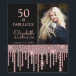 50 and Fabulous Rose Gold Drips Birthday Party Wine Label<br><div class="desc">Celebrate your 50th birthday in style with these elegant modern black and blush pink rose gold glitter dripping pearl 50th Birthday Party party personalised custom personalised photo bottle labels. You can personalise your fiftieth birthday party celebration. The words "50 and Fabulous" are set using popular typhography. You can personalise with...</div>