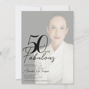 50 and Fabulous Script Photo 50th Birthday Party Invitation