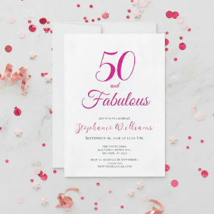 50 and Fabulous Script Pink 50th Birthday Party Invitation