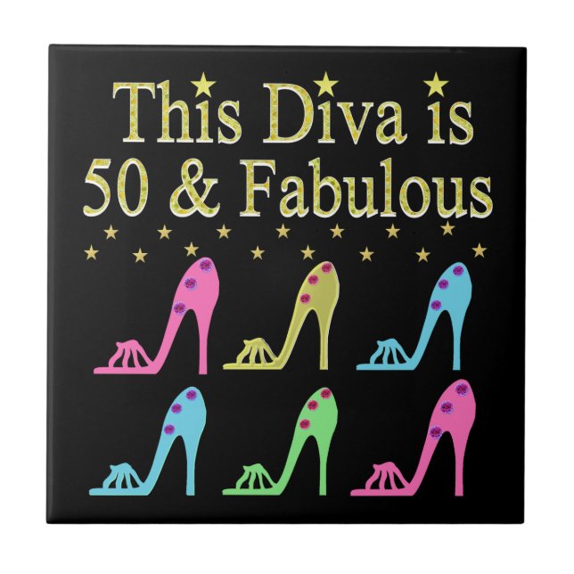 50 AND FABULOUS SHOE QUEEN CERAMIC TILE (Front)