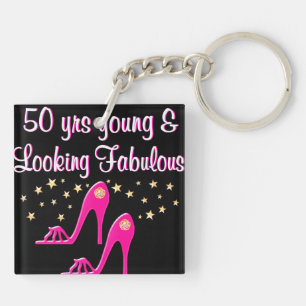 50 AND FABULOUS SHOE QUEEN KEY RING