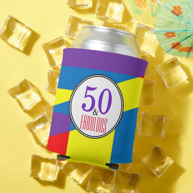 50 And Fabulous Stripes pattern Can Cooler (In Situ Summer)