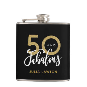 50 and fabulous stylish party  hip flask