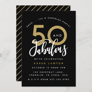 50 and fabulous surprisebirthday party invitation