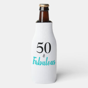 50 and Fabulous Turquoise Birthday Party Bottle Cooler