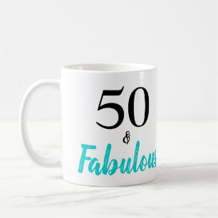 50 and Fabulous Turquoise Birthday Party Coffee Mug