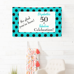 50 and Fabulous Turquoise Blue Birthday Banner