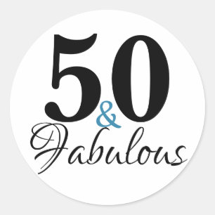 50 and Fabulous Typography 50th Birthday Classic Round Sticker