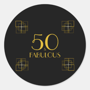 50 and Fabulous Typography 50th Birthday Classic Round Sticker