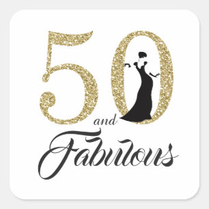 50 and Fabulous   Typography 50th Birthday Square Sticker