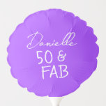 50 and Fabulous Vibrant Purple 50th Birthday Party Balloon<br><div class="desc">Celebrate turning 50 in fabulous style with this vibrant purple “50 & FAB” birthday balloon topper! Designed to double as a playful photo prop, this piece brings charm and personality to any fiftieth birthday party. Use it in floral arrangements, gift baskets, or as part of your table decor. Personalise it...</div>