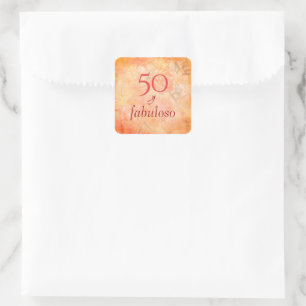 50 and fabulous Vintage Blush Rose Floral Square Sticker