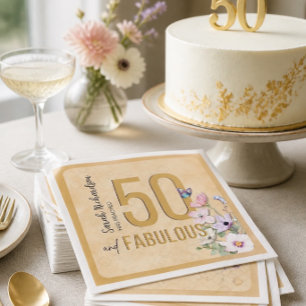 50 and Fabulous Wildflower Birthday Party Napkins