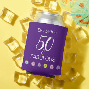 50 and Fabulous With Daisies Can Cooler