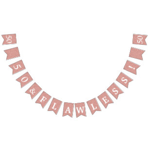 50 And Flawless Glittery Rose Gold White Birthday Bunting