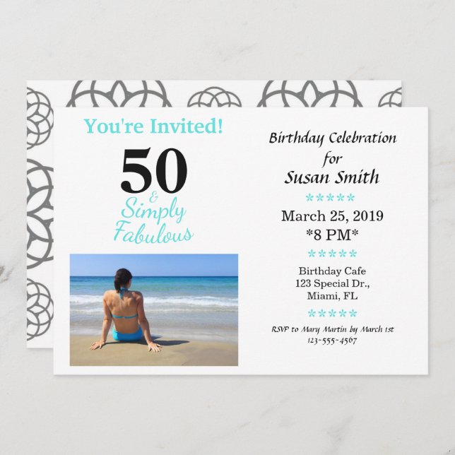 50 and Simply Fabulous Birthday Invitation (Front/Back)
