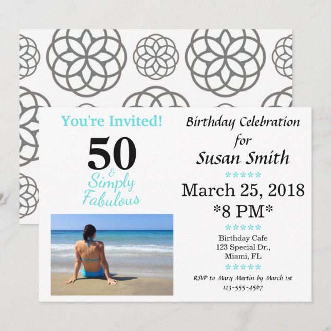 50 and Simply Fabulous Birthday Invitation (Front/Back)