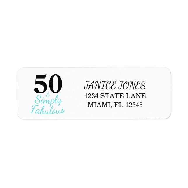 50 and Simply Fabulous Return Address Label (Front)