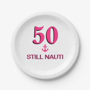 50 and Still Nauti Pink Anchor Paper Napkins Plate