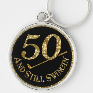 50 And Still Swingin' Golf Balls Key Ring