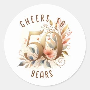 50 Anniversary or Birthday Floral Classic Round Sticker