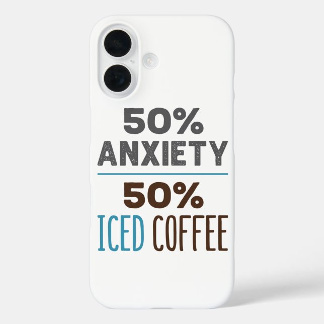 50% Anxiety 50% Iced Coffee Case-Mate iPhone Case (Back)