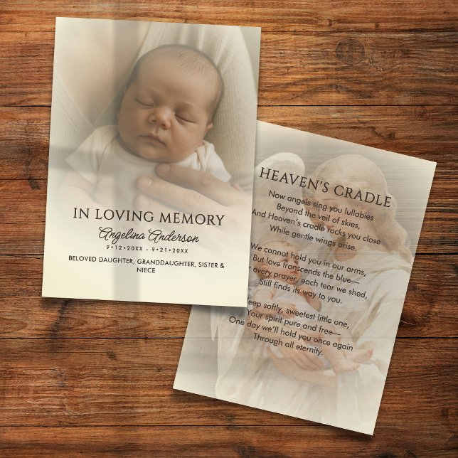 50 Baby Funeral Memorial Photo Prayer Cards (Creator Uploaded)