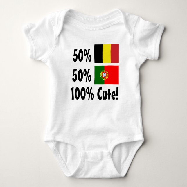50% Belgian 50% Portuguese 100% Cute Baby Bodysuit (Front)
