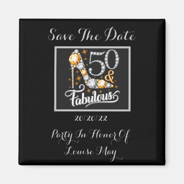 50 Birthday Fabulous  Elegant Save The Date  Magnet (Front)