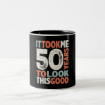 50 Birthday Funny 50 Years Old  Two-Tone Coffee Mug<br><div class="desc">This funny graphic saying design makes a great present for a 50 year old birthday man or woman. Make this 50th birthday party special with this design, It Took Me 50 Years To Look This Good. This product makes the perfect humourous birthday present for your buddy turning 50 years old!...</div>