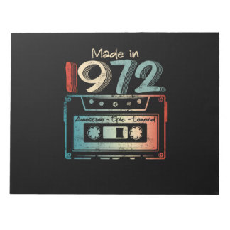 50 Birthday Gifts Year Old Made in 1972 Cassette Notepad