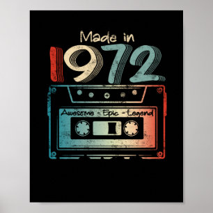 50 Birthday Gifts Year Old Made in 1972 Cassette Poster