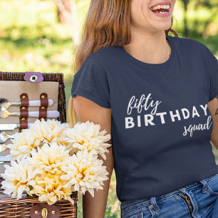 50 Birthday Squad Typography Simple Modern Custom Tri-Blend Shirt