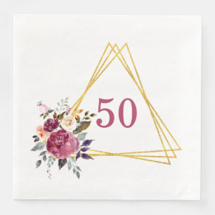 50 Boho Floral Geometric Paper Dinner Napkins