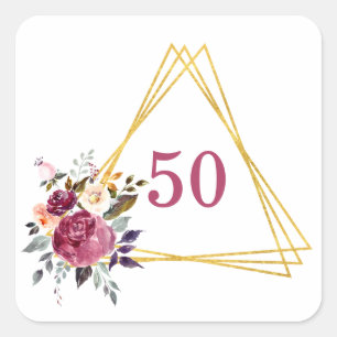 50 Boho Gold Geometric Square Sticker
