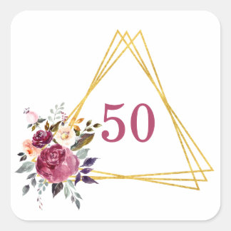 50 Boho Gold Geometric Square Sticker