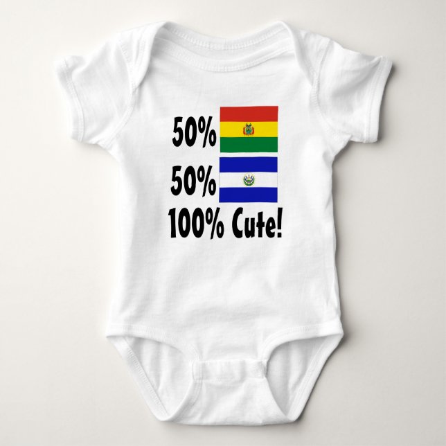 50% Bolivian 50% Salvadorian 100% Cute Baby Bodysuit (Front)