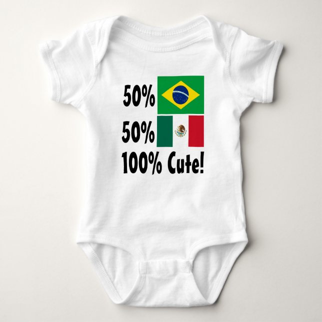 50% Brazilian 50% Mexican 100% Cute Baby Bodysuit (Front)