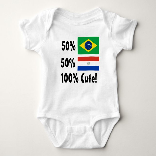 50% Brazilian 50% Parguayan 100% Cute Baby Bodysuit (Front)