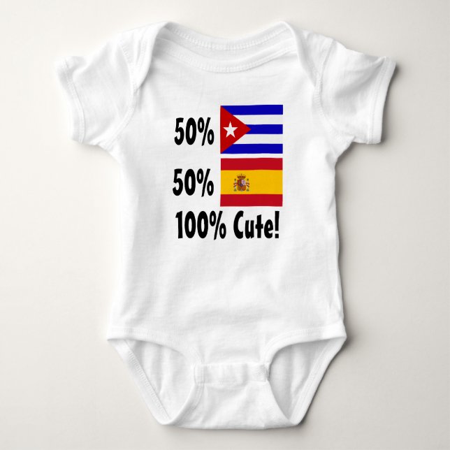 50% Cuban 50% Spanish 100% Cute Baby Bodysuit (Front)