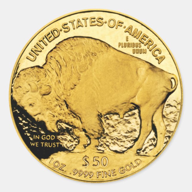 50 Dollar US Buffalo Gold Piece Round Sticker (Front)