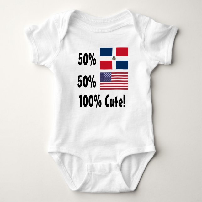 50% Dominican 50% American 100% Cute Baby Bodysuit (Front)